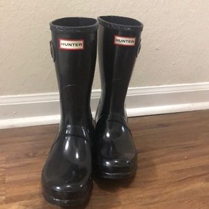 Hunter glossy black short rain boots
